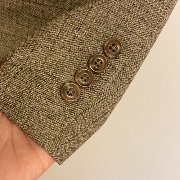 Burberry London Union Made Tan Windowpane Blazer Size 48R - Picture 4 of 13